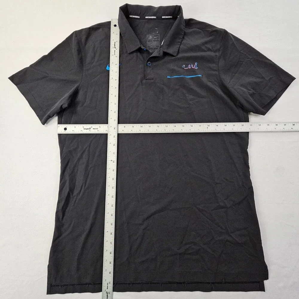 Miami Marlins Nike Black Short Sleeve Performance Polo Shirt Men's L